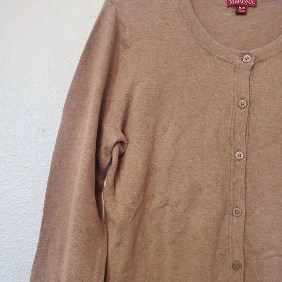 Merona Cardigan Size Medium Button Up Sweater Tan Color - Picture 4 of 12